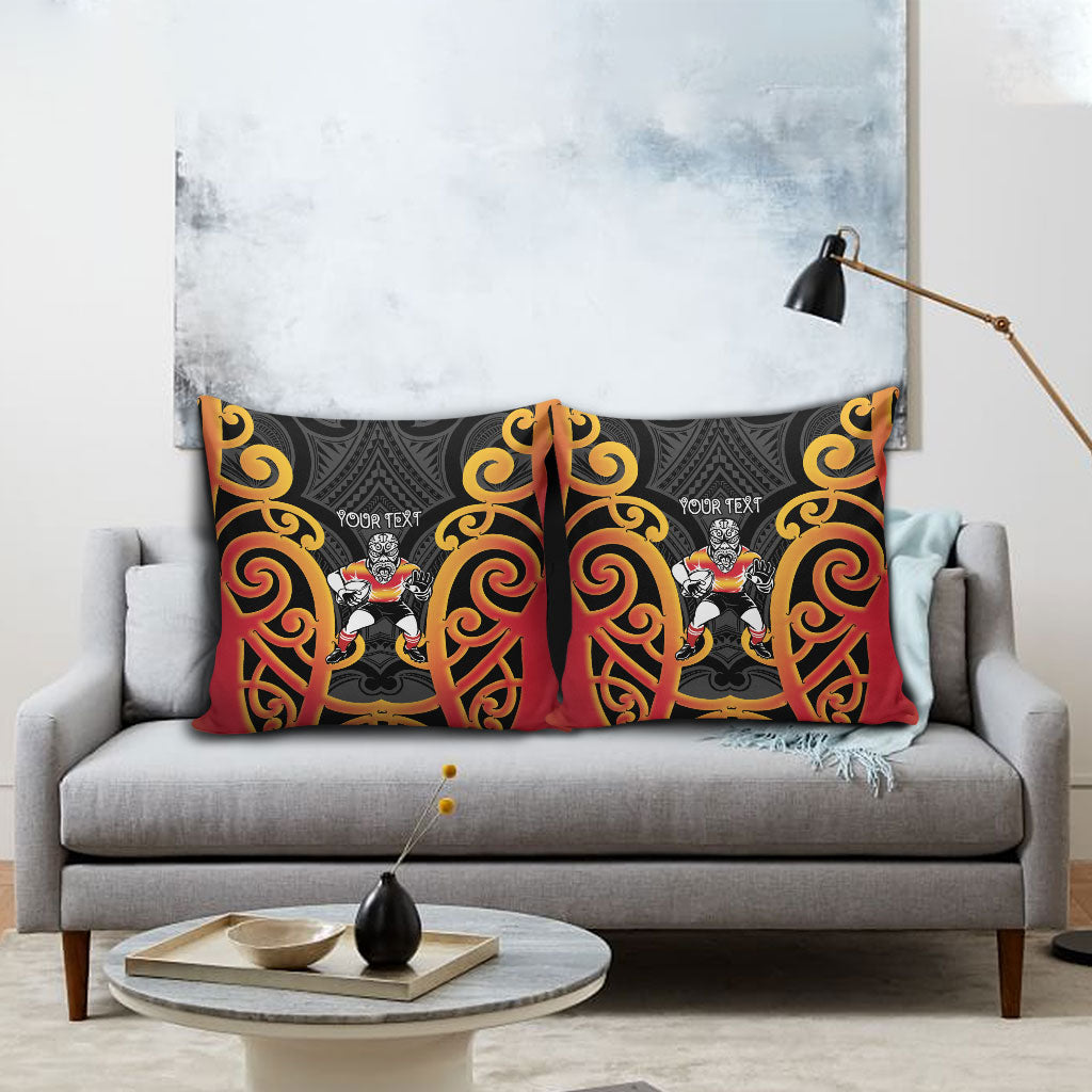 Waikato Custom Rugby New Zealand Pillow Cover Aotearoa Maori Pukana Tiki Mascot