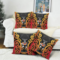 Waikato Custom Rugby New Zealand Pillow Cover Aotearoa Maori Pukana Tiki Mascot