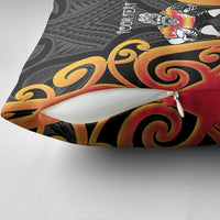Waikato Custom Rugby New Zealand Pillow Cover Aotearoa Maori Pukana Tiki Mascot