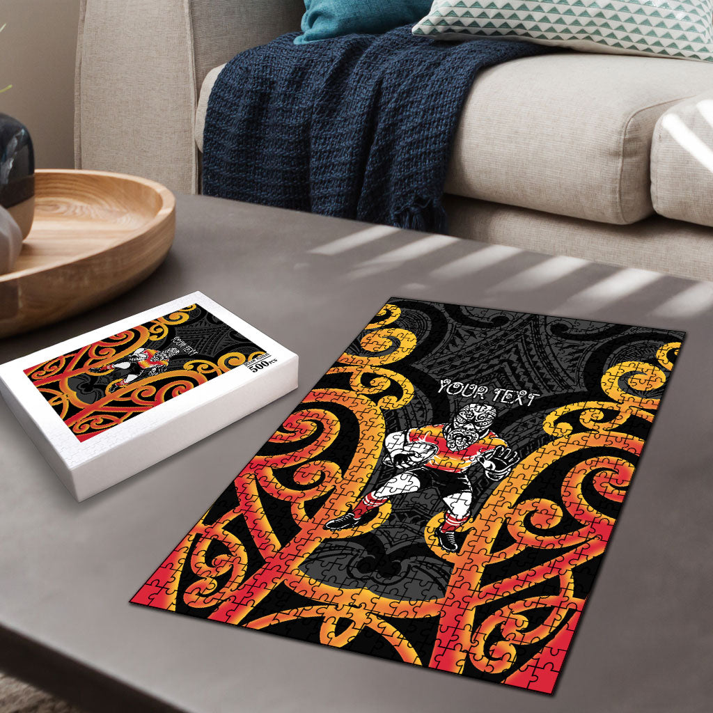 Waikato Custom Rugby New Zealand Puzzle Aotearoa Maori Pukana Tiki Mascot