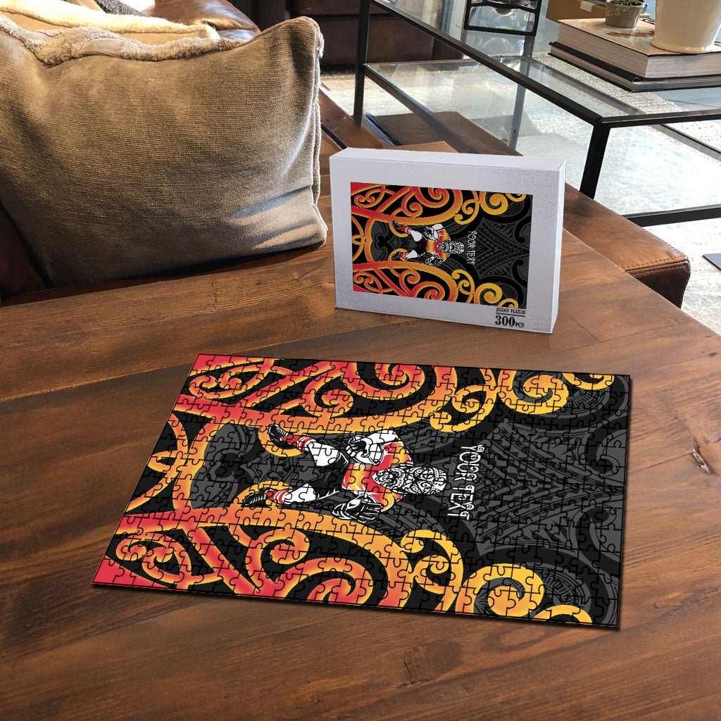 Waikato Custom Rugby New Zealand Puzzle Aotearoa Maori Pukana Tiki Mascot