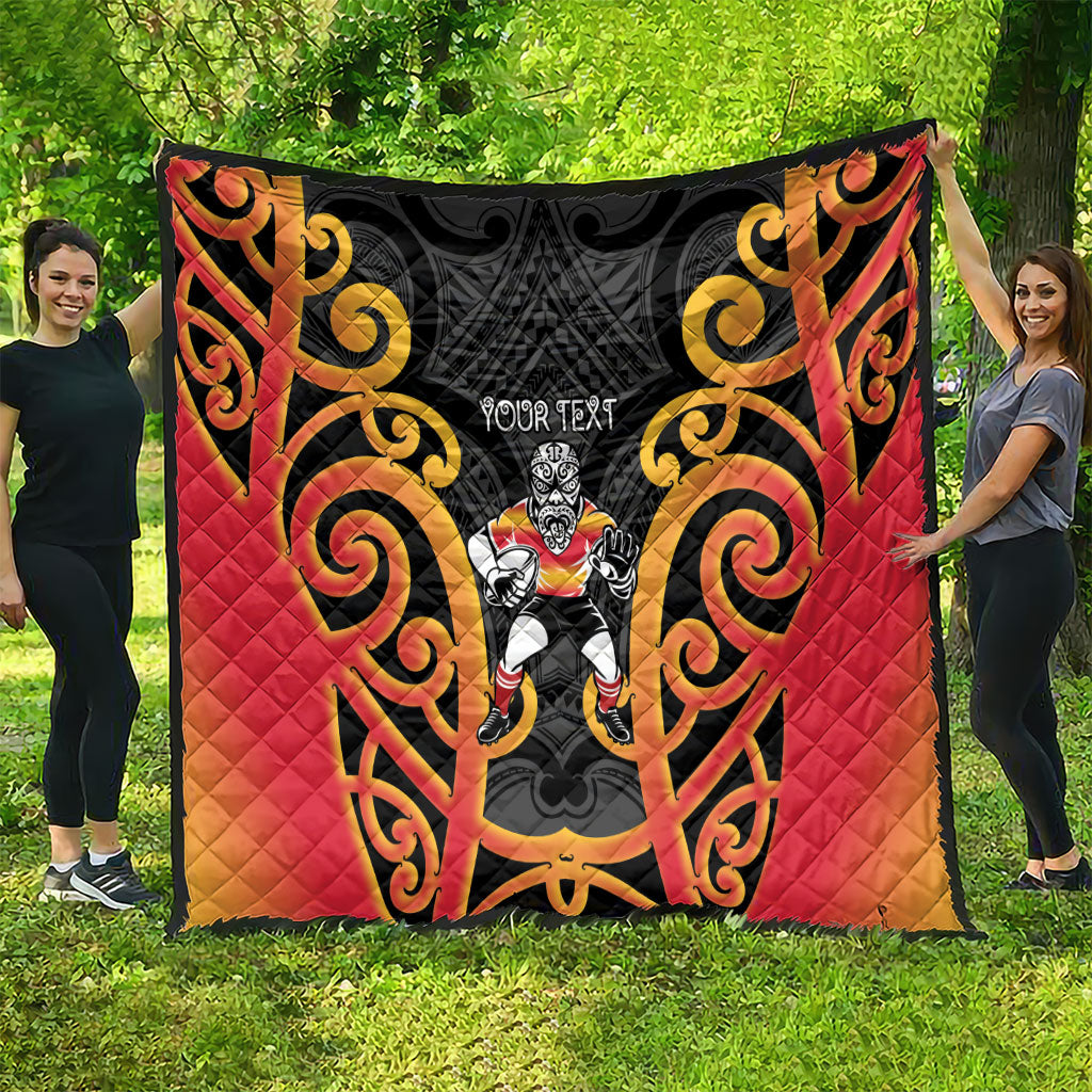 Waikato Custom Rugby New Zealand Quilt Aotearoa Maori Pukana Tiki Mascot