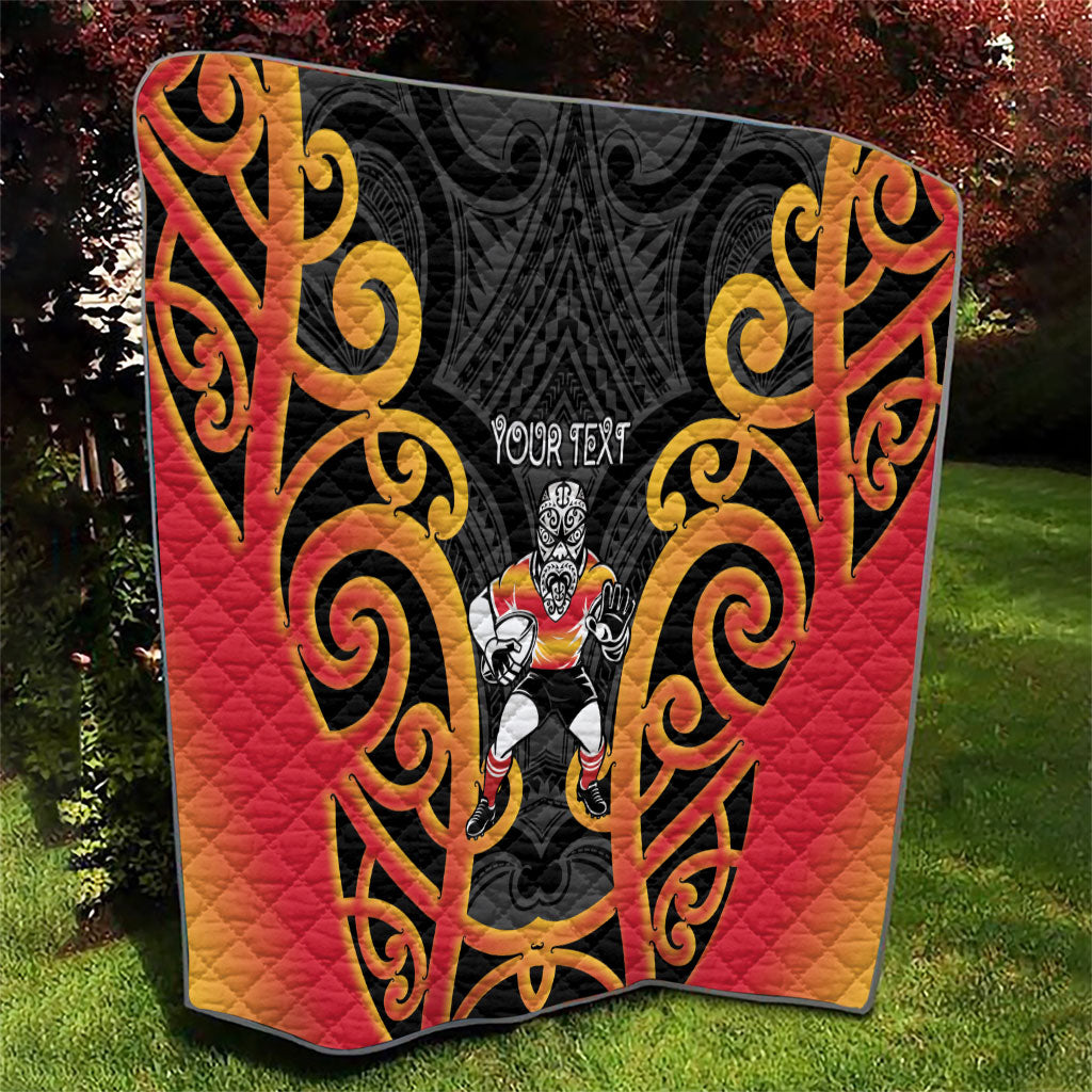 Waikato Custom Rugby New Zealand Quilt Aotearoa Maori Pukana Tiki Mascot