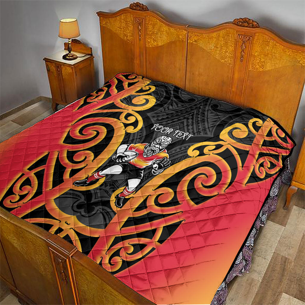 Waikato Custom Rugby New Zealand Quilt Aotearoa Maori Pukana Tiki Mascot