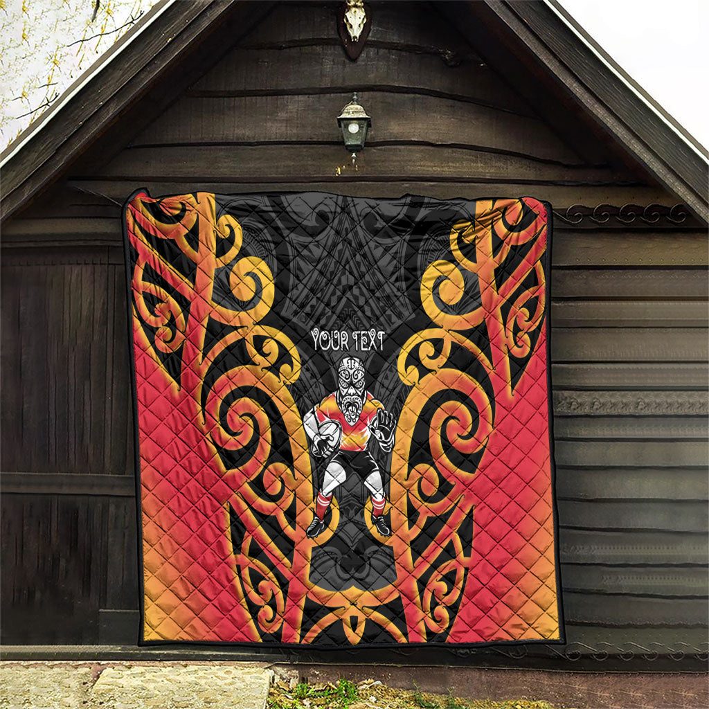 Waikato Custom Rugby New Zealand Quilt Aotearoa Maori Pukana Tiki Mascot
