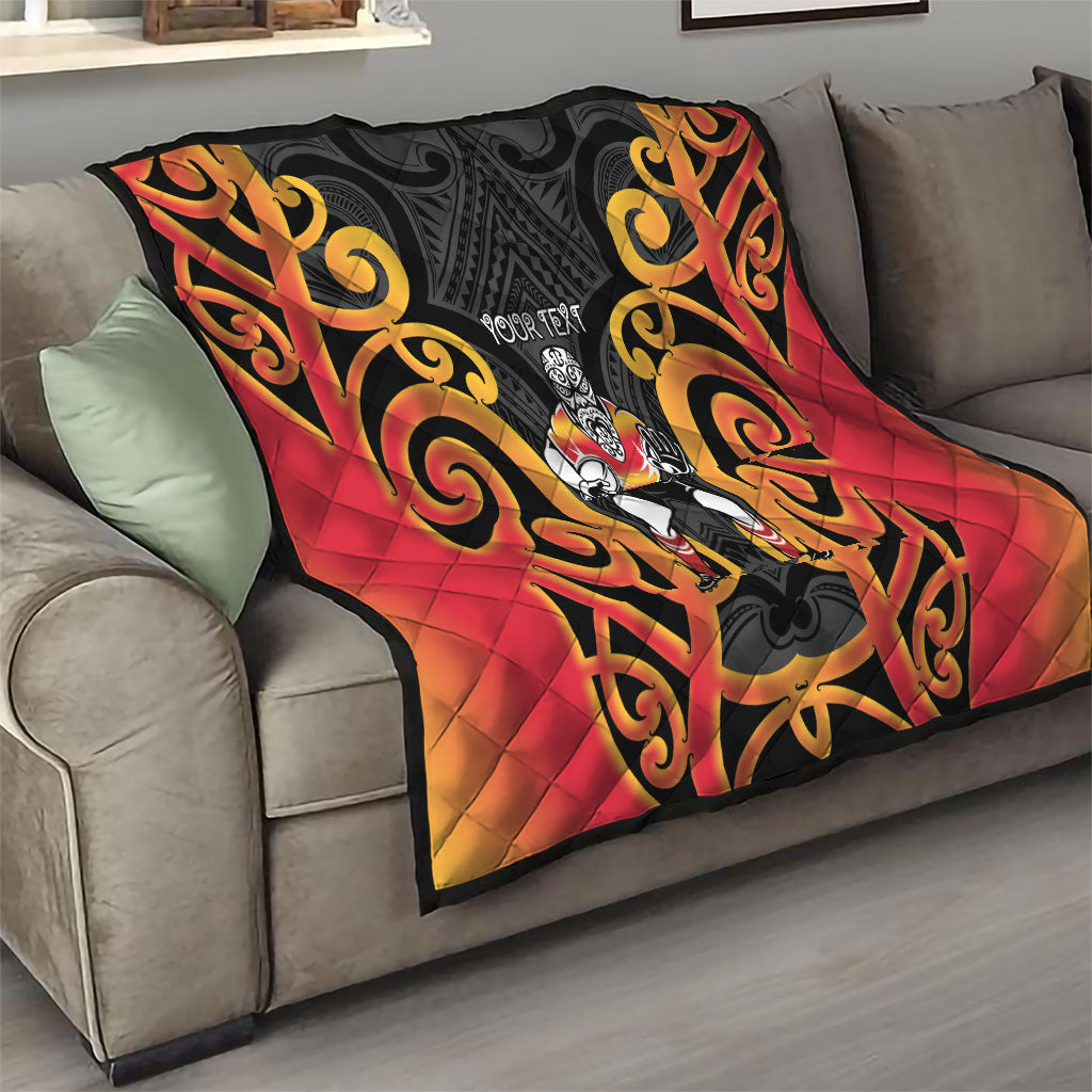 Waikato Custom Rugby New Zealand Quilt Aotearoa Maori Pukana Tiki Mascot