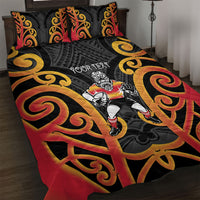 Waikato Custom Rugby New Zealand Quilt Bed Set Aotearoa Maori Pukana Tiki Mascot