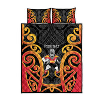 Waikato Custom Rugby New Zealand Quilt Bed Set Aotearoa Maori Pukana Tiki Mascot