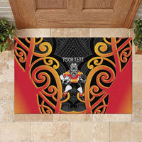 Waikato Custom Rugby New Zealand Rubber Doormat Aotearoa Maori Pukana Tiki Mascot