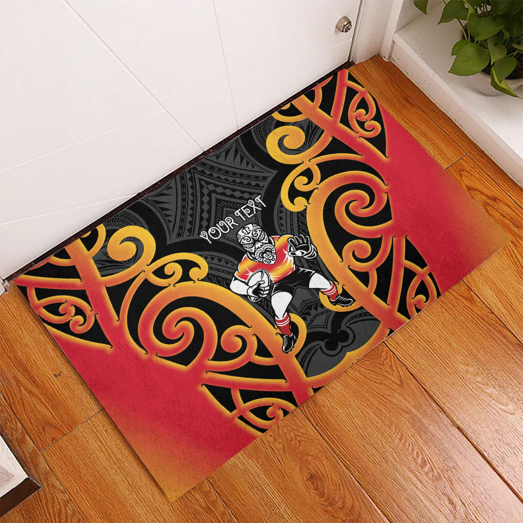 Waikato Custom Rugby New Zealand Rubber Doormat Aotearoa Maori Pukana Tiki Mascot