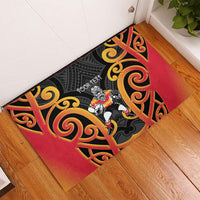 Waikato Custom Rugby New Zealand Rubber Doormat Aotearoa Maori Pukana Tiki Mascot