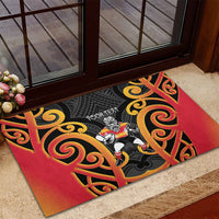 Waikato Custom Rugby New Zealand Rubber Doormat Aotearoa Maori Pukana Tiki Mascot