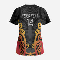 Waikato Custom Rugby New Zealand Scrub Top Aotearoa Maori Pukana Tiki Mascot