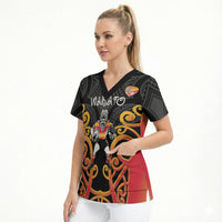 Waikato Custom Rugby New Zealand Scrub Top Aotearoa Maori Pukana Tiki Mascot