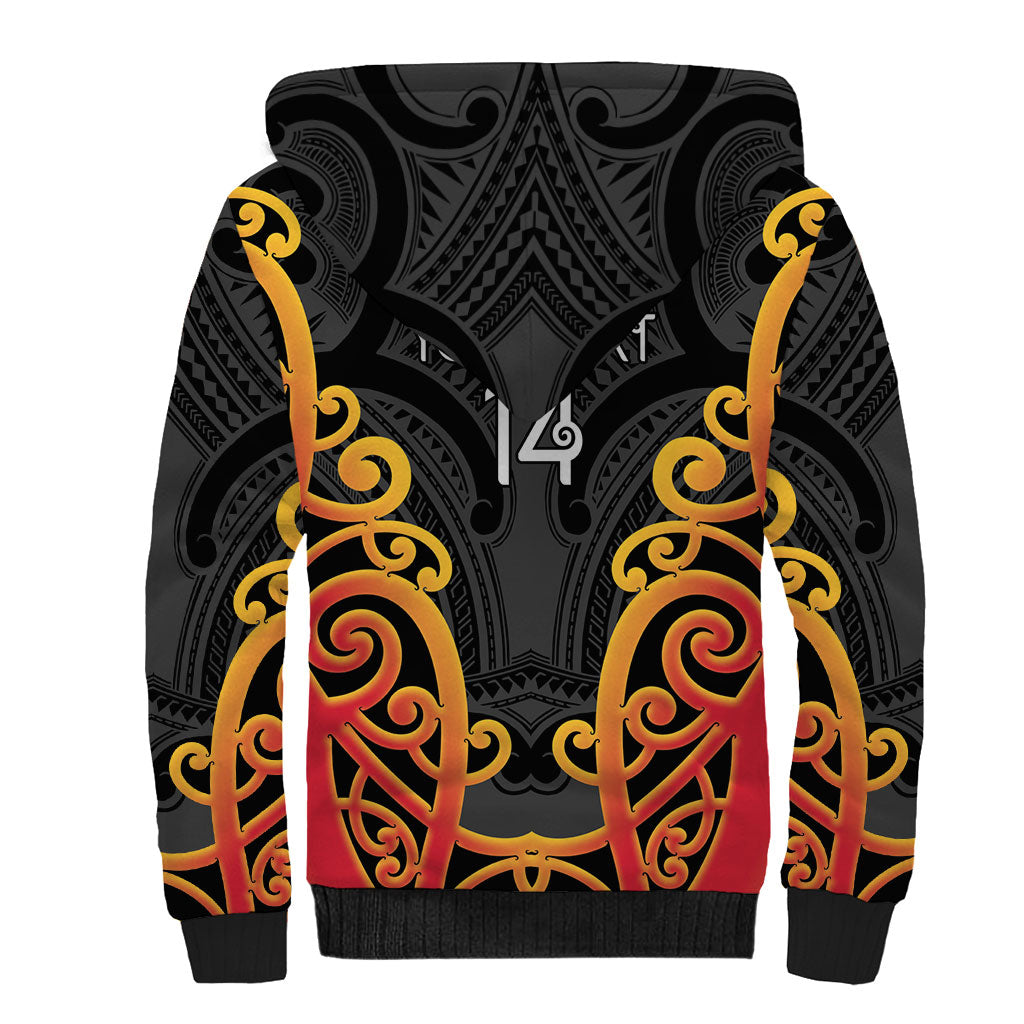 Waikato Custom Rugby New Zealand Sherpa Hoodie Aotearoa Maori Pukana Tiki Mascot