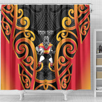 Waikato Custom Rugby New Zealand Shower Curtain Aotearoa Maori Pukana Tiki Mascot
