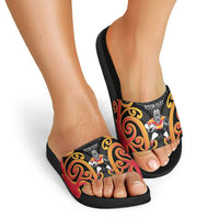 Waikato Custom Rugby New Zealand Slide Sandals Aotearoa Maori Pukana Tiki Mascot