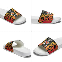 Waikato Custom Rugby New Zealand Slide Sandals Aotearoa Maori Pukana Tiki Mascot