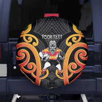 Waikato Custom Rugby New Zealand Spare Tire Cover Aotearoa Maori Pukana Tiki Mascot