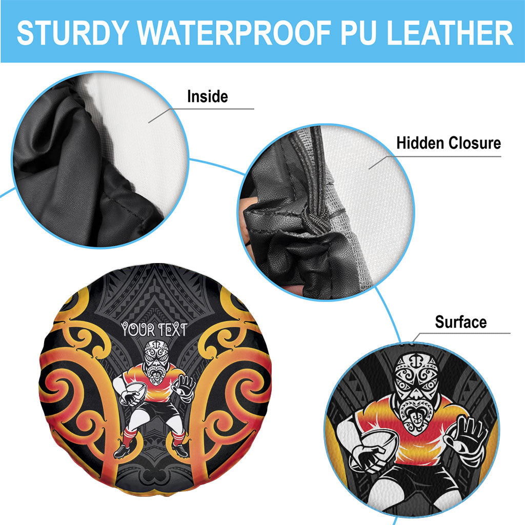 Waikato Custom Rugby New Zealand Spare Tire Cover Aotearoa Maori Pukana Tiki Mascot