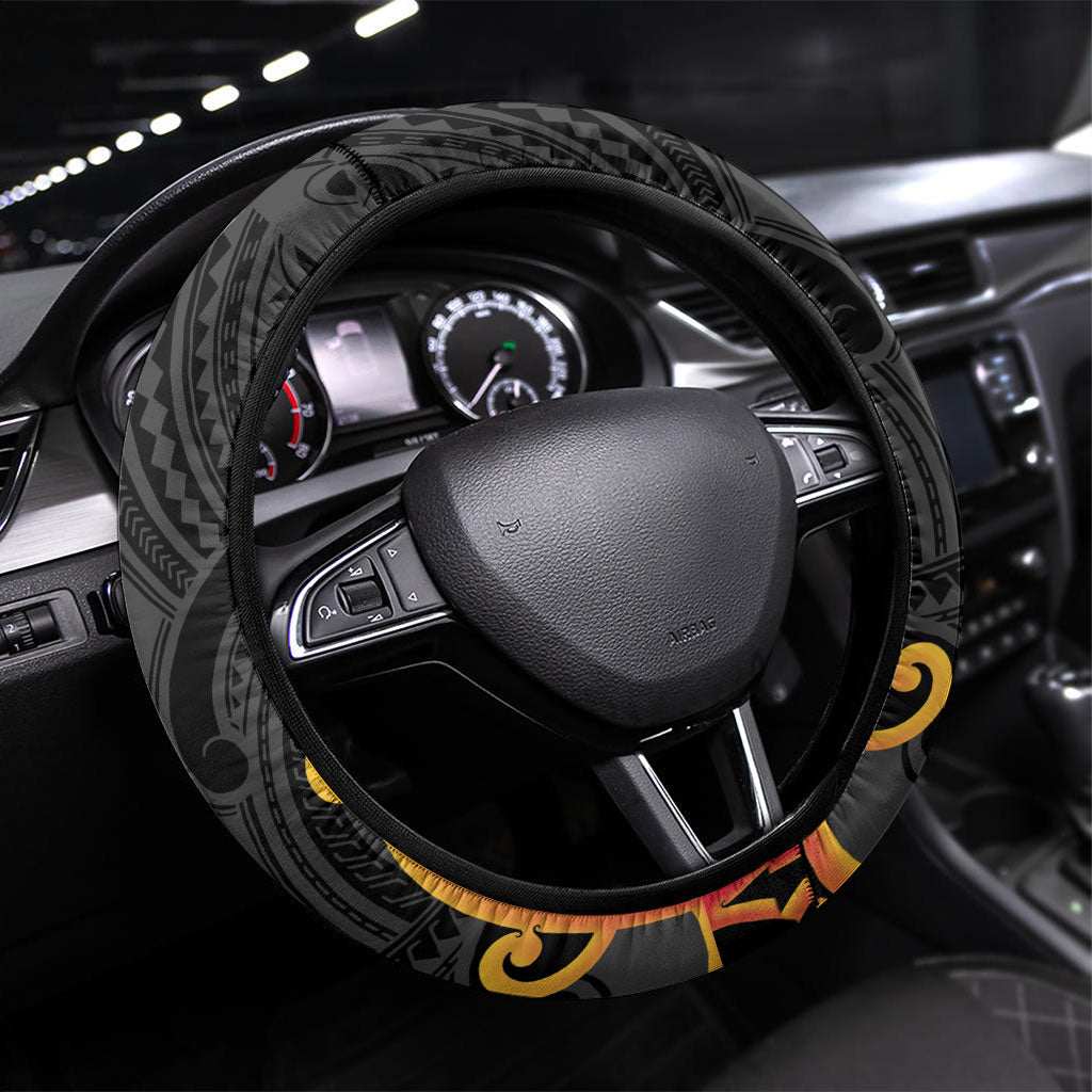 Waikato Rugby New Zealand Steering Wheel Cover Aotearoa Maori Pukana Tiki Mascot