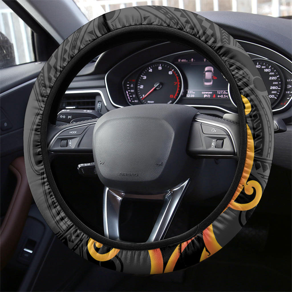 Waikato Rugby New Zealand Steering Wheel Cover Aotearoa Maori Pukana Tiki Mascot