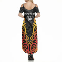 Waikato Custom Rugby New Zealand Summer Maxi Dress Aotearoa Maori Pukana Tiki Mascot