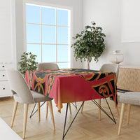 Waikato Custom Rugby New Zealand Tablecloth Aotearoa Maori Pukana Tiki Mascot