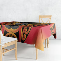 Waikato Custom Rugby New Zealand Tablecloth Aotearoa Maori Pukana Tiki Mascot