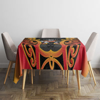 Waikato Custom Rugby New Zealand Tablecloth Aotearoa Maori Pukana Tiki Mascot