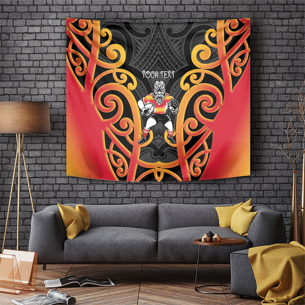 Waikato Custom Rugby New Zealand Tapestry Aotearoa Maori Pukana Tiki Mascot