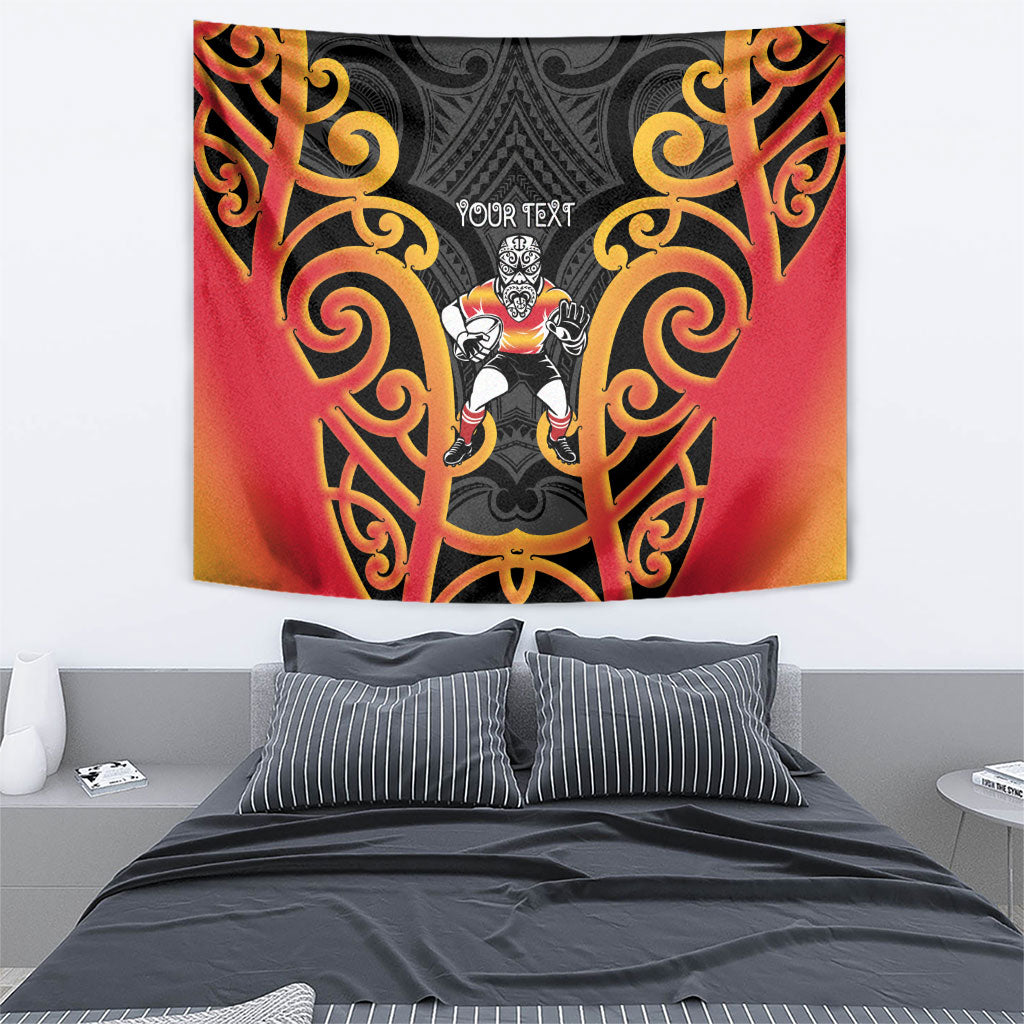 Waikato Custom Rugby New Zealand Tapestry Aotearoa Maori Pukana Tiki Mascot