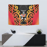 Waikato Custom Rugby New Zealand Tapestry Aotearoa Maori Pukana Tiki Mascot