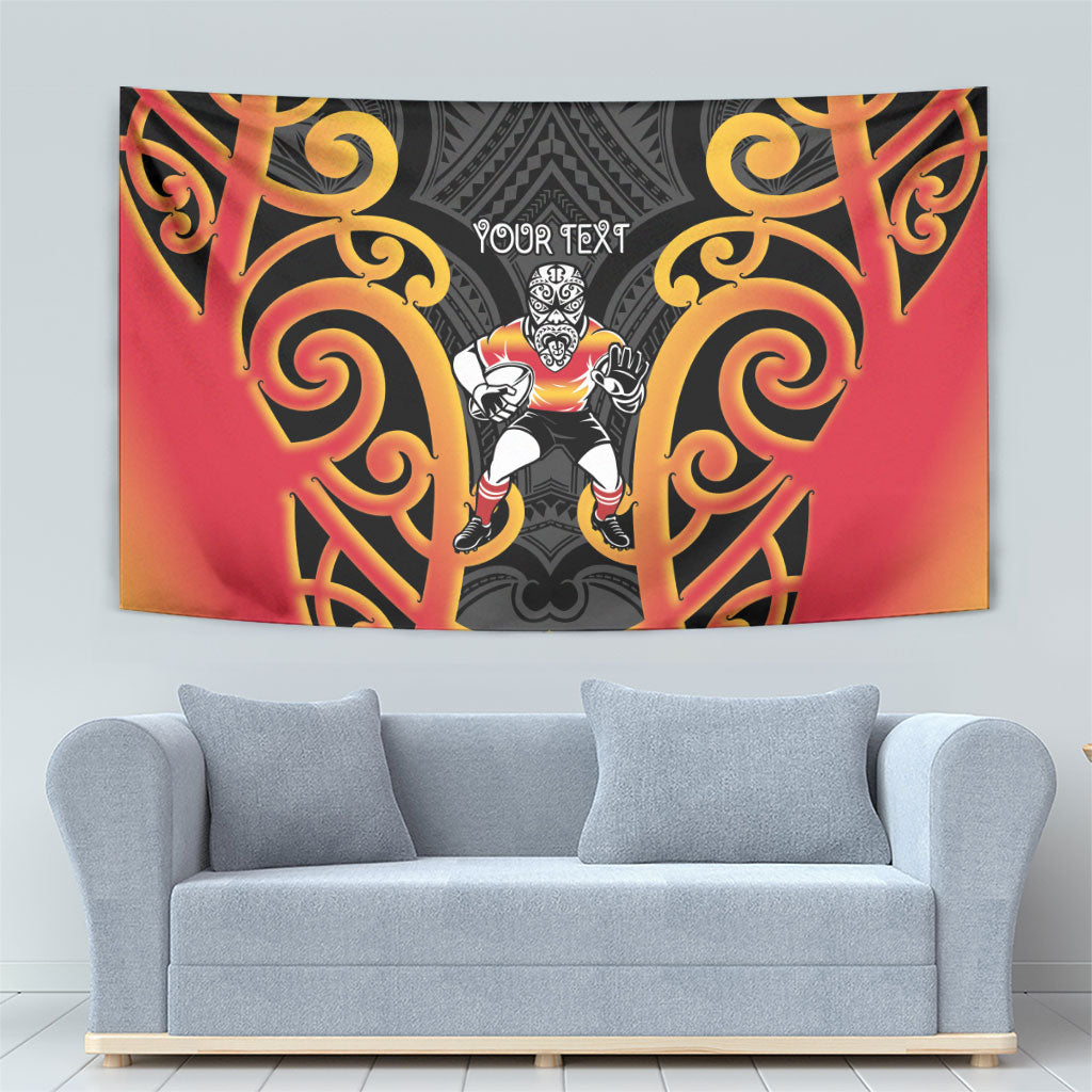 Waikato Custom Rugby New Zealand Tapestry Aotearoa Maori Pukana Tiki Mascot