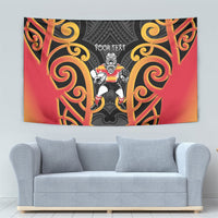Waikato Custom Rugby New Zealand Tapestry Aotearoa Maori Pukana Tiki Mascot