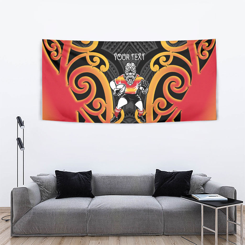 Waikato Custom Rugby New Zealand Tapestry Aotearoa Maori Pukana Tiki Mascot