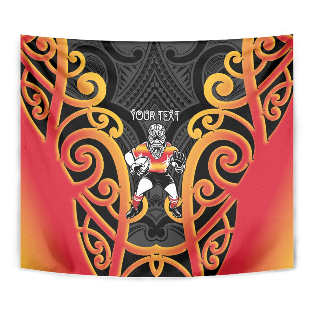 Waikato Custom Rugby New Zealand Tapestry Aotearoa Maori Pukana Tiki Mascot