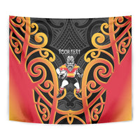 Waikato Custom Rugby New Zealand Tapestry Aotearoa Maori Pukana Tiki Mascot