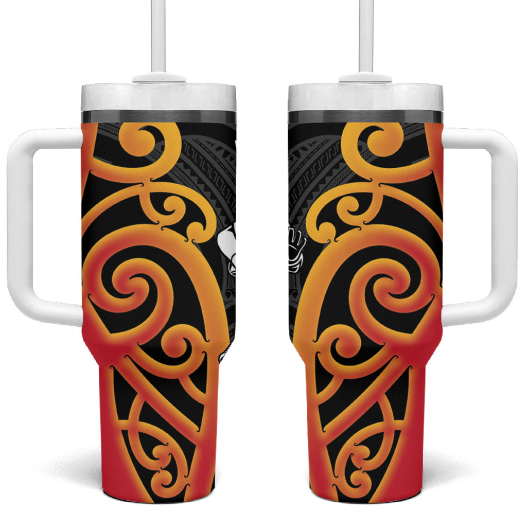 Waikato Rugby New Zealand Tumbler With Handle Aotearoa Maori Pukana Tiki Mascot