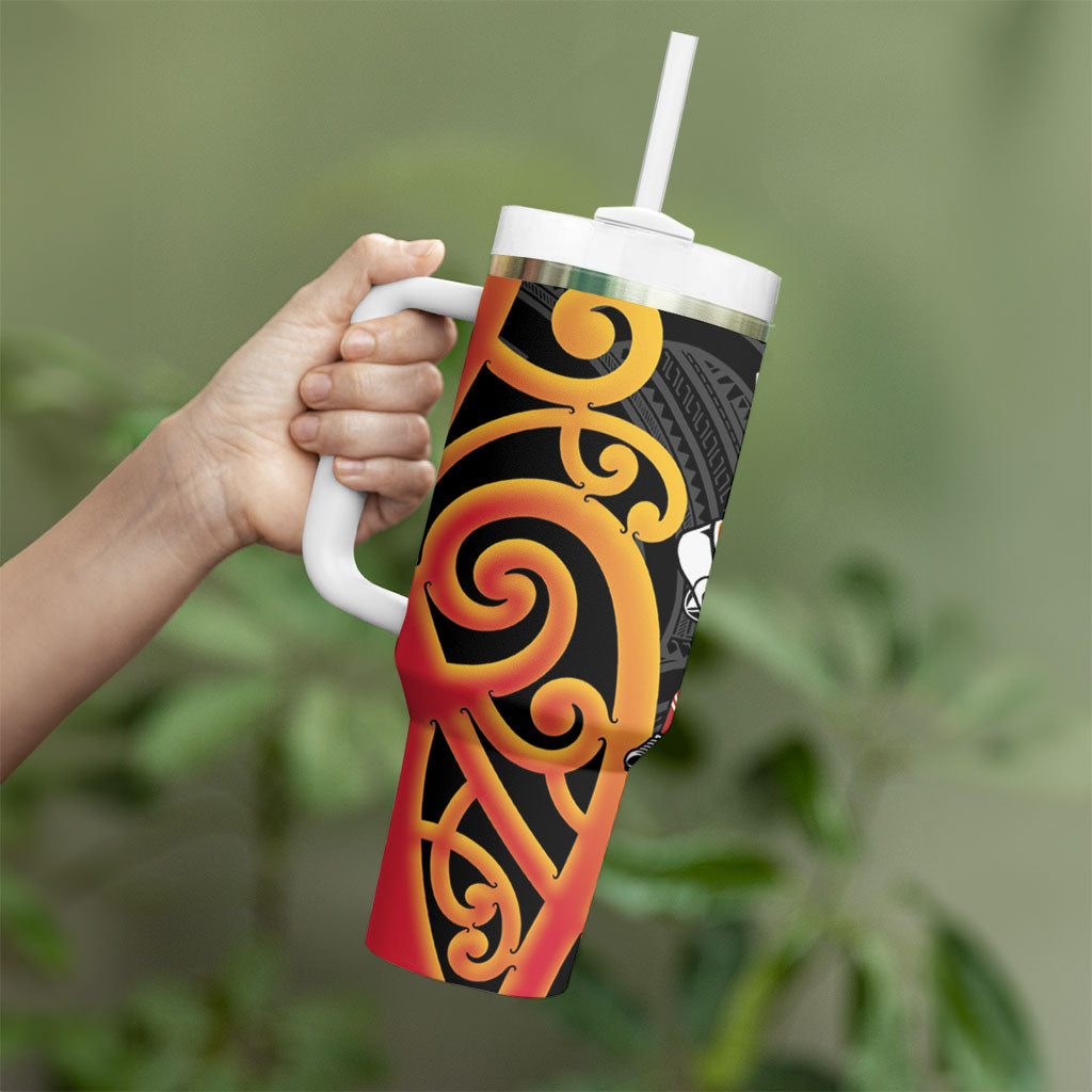 Waikato Rugby New Zealand Tumbler With Handle Aotearoa Maori Pukana Tiki Mascot