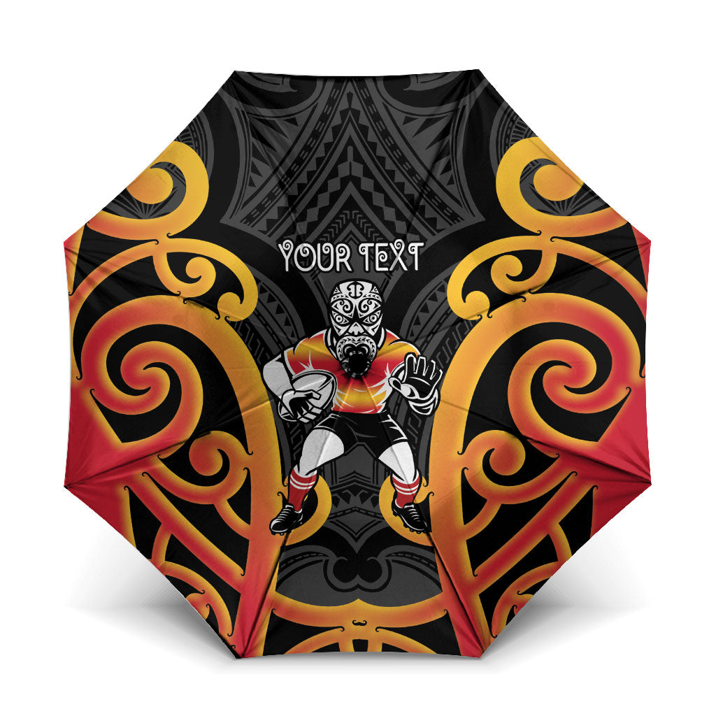 Waikato Custom Rugby New Zealand Umbrella Aotearoa Maori Pukana Tiki Mascot