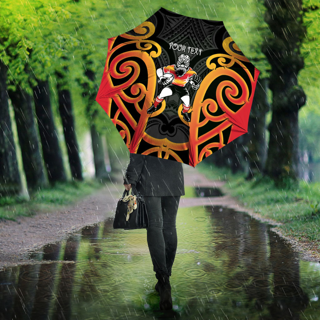 Waikato Custom Rugby New Zealand Umbrella Aotearoa Maori Pukana Tiki Mascot