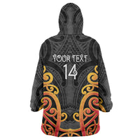 Waikato Custom Rugby New Zealand Wearable Blanket Hoodie Aotearoa Maori Pukana Tiki Mascot