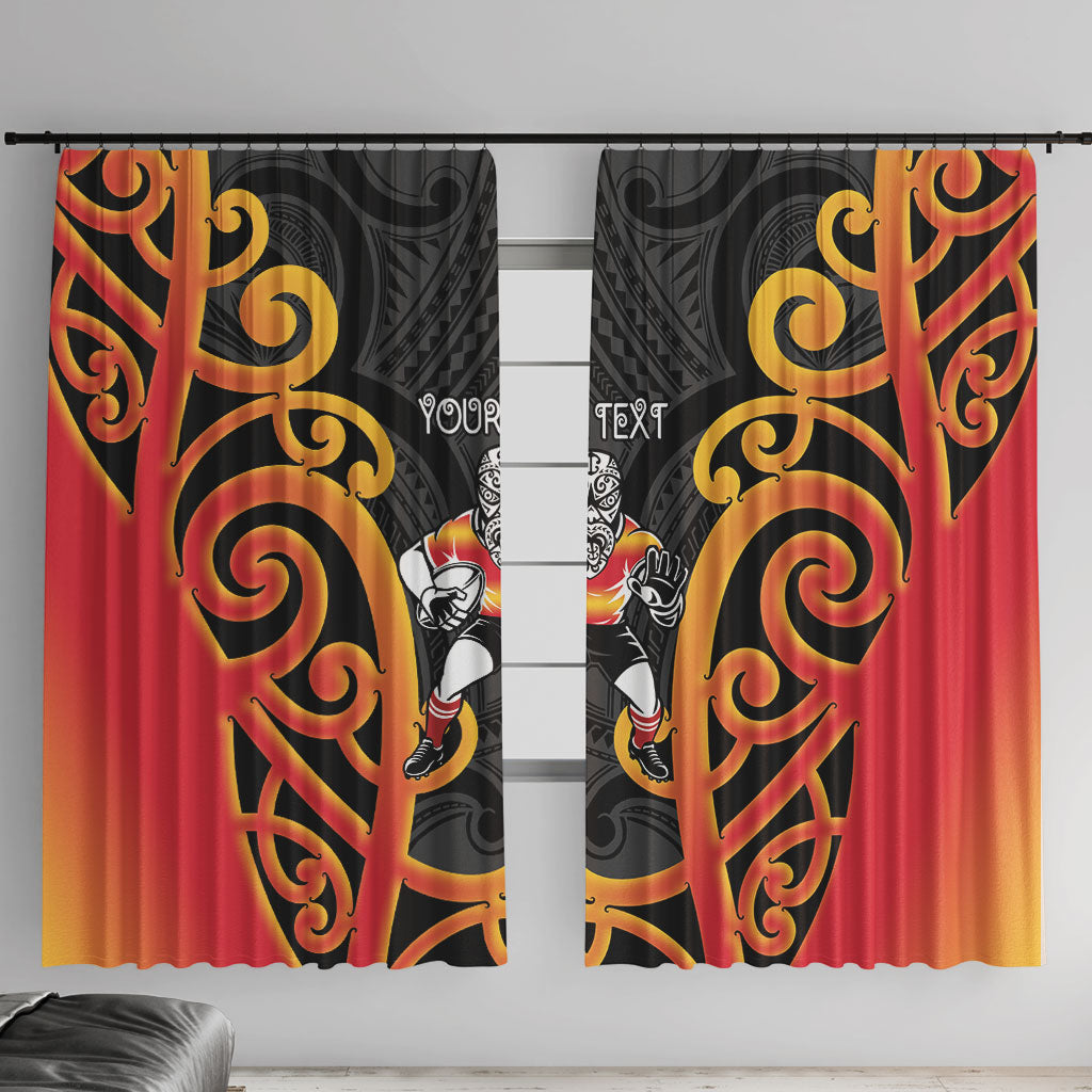 Waikato Custom Rugby New Zealand Window Curtain Aotearoa Maori Pukana Tiki Mascot