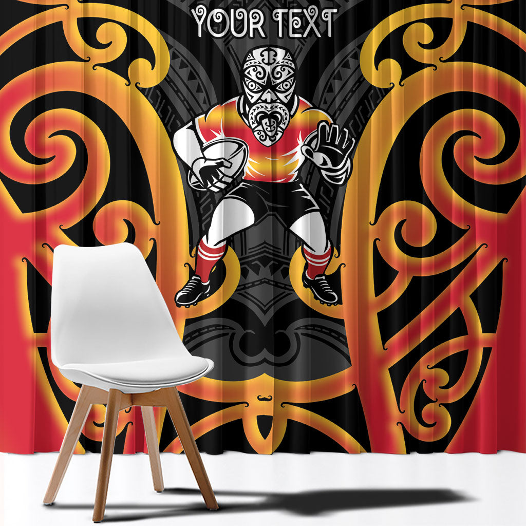 Waikato Custom Rugby New Zealand Window Curtain Aotearoa Maori Pukana Tiki Mascot