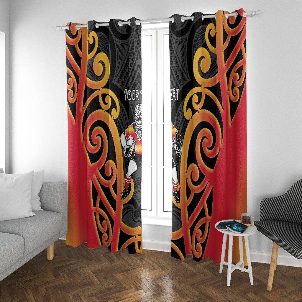 Waikato Custom Rugby New Zealand Window Curtain Aotearoa Maori Pukana Tiki Mascot