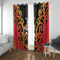 Waikato Custom Rugby New Zealand Window Curtain Aotearoa Maori Pukana Tiki Mascot