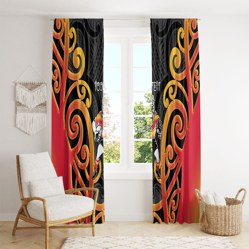 Waikato Custom Rugby New Zealand Window Curtain Aotearoa Maori Pukana Tiki Mascot