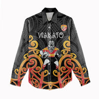 Waikato Custom Rugby New Zealand Women Casual Shirt Aotearoa Maori Pukana Tiki Mascot