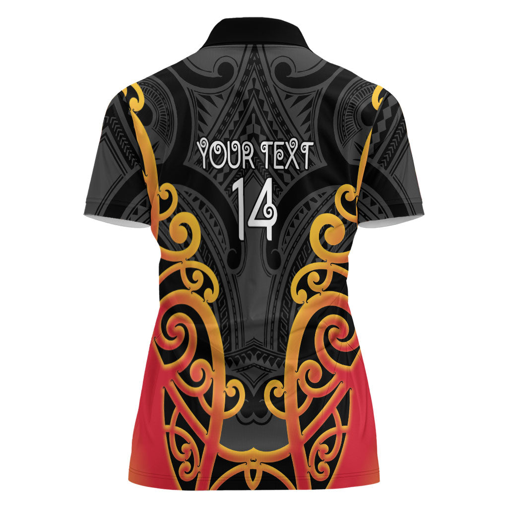 Waikato Custom Rugby New Zealand Women Polo Shirt Aotearoa Maori Pukana Tiki Mascot